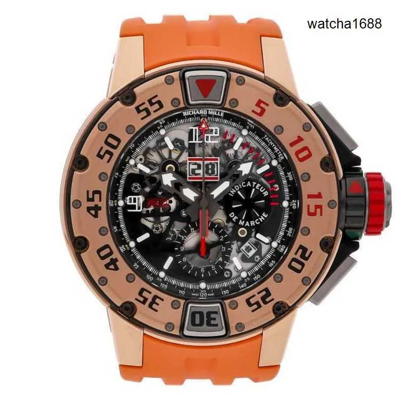 Diamond Watch Designer WristWatch RM WIDZA RM032 Wymiar Timer Diver Automatyczny złoty zegarek męski RG
