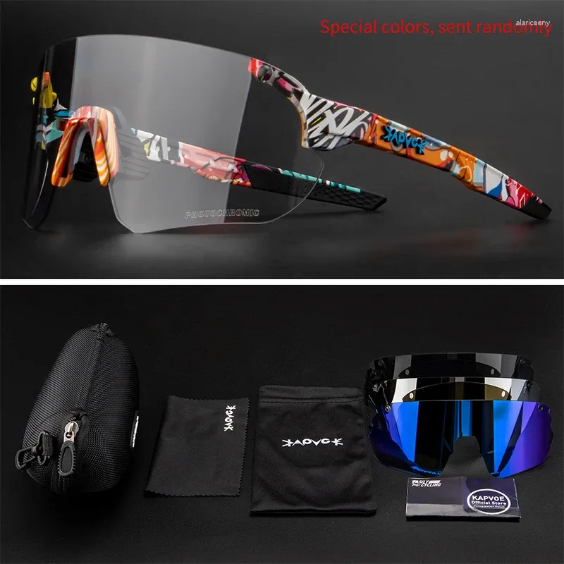 Utomhus Eyewear Kapvoe Pochromic Glasses UV400 Sports MTB Road Cycling Solglasögon Män kvinnor Gafas Ciclismo Hombre