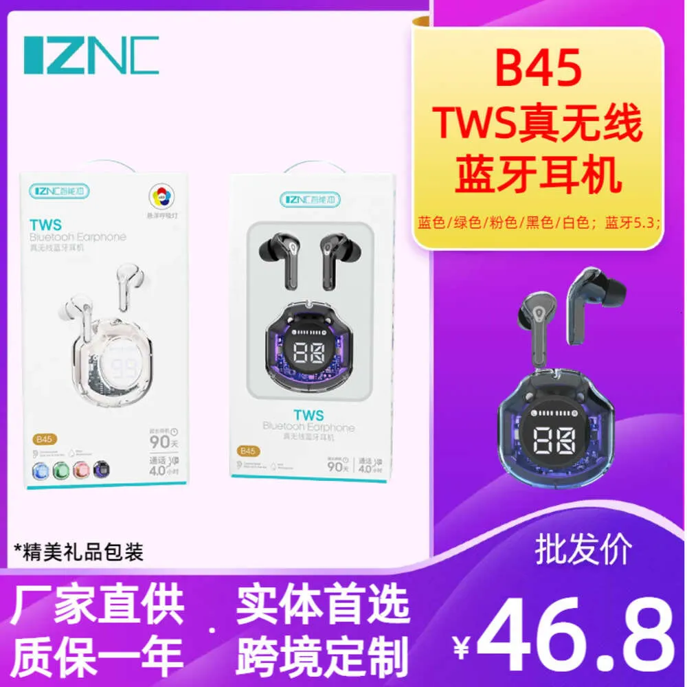 Cross Border Transparent TWS Bluetooth Earphones 5.3 Cool Light Effect, Long-lasting Battery Life, Universal Music, True Wireless Bluetooth Earphones