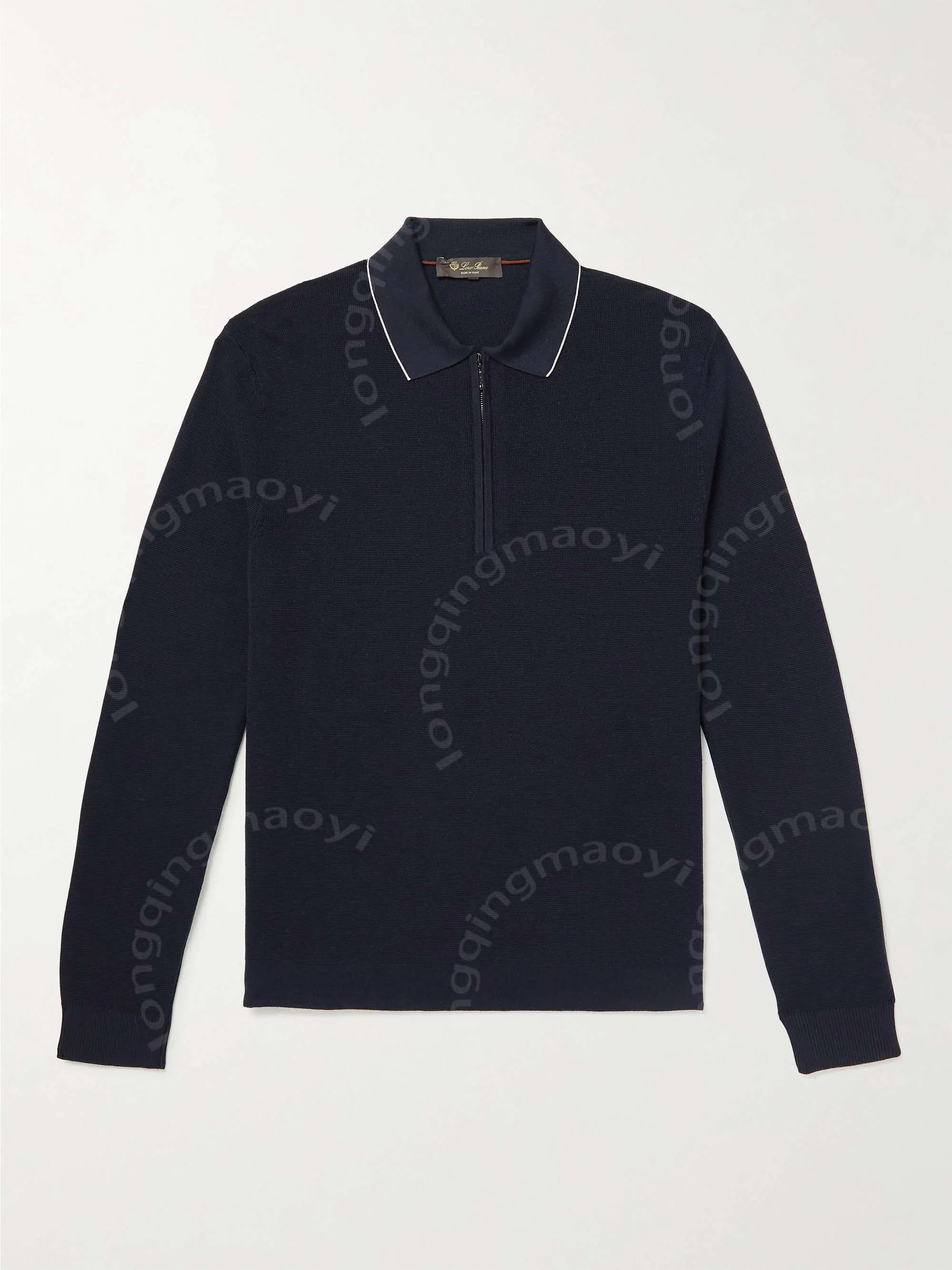 Designers Mens Polos Loro Piana Virgin Wool och Silk-Blend Half-Zip Polo Shirt Fashion Spring Causal Tshirt