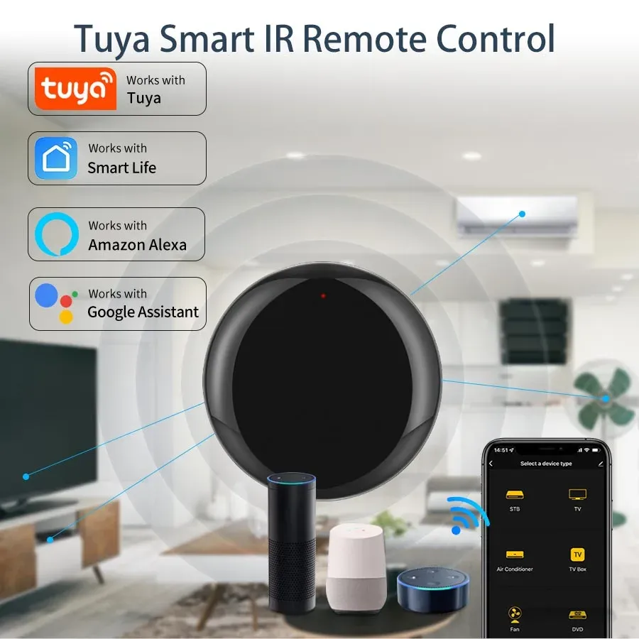 التحكم في WiFi IR عن بُعد التحكم Alexa Yandex Alice Google Home Tuya Smart Univeral Infrared Infrared Remote Air Defermoner TV Control Control