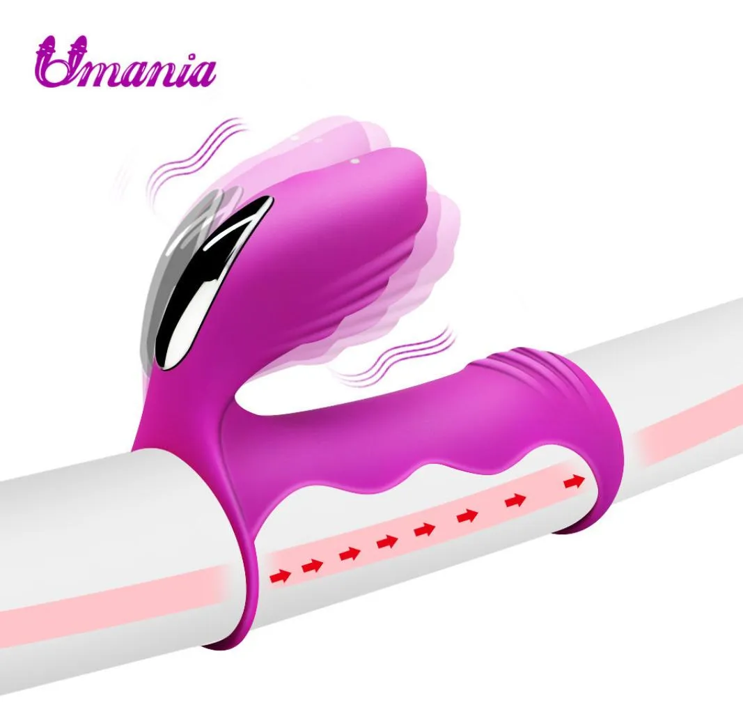 Pénis masculin Extender agrandisseur manchon vibrateur stimulateur de Clitoris Cage vibrante masturbateur jouets sexuels pour hommes Couples Y1901246759266