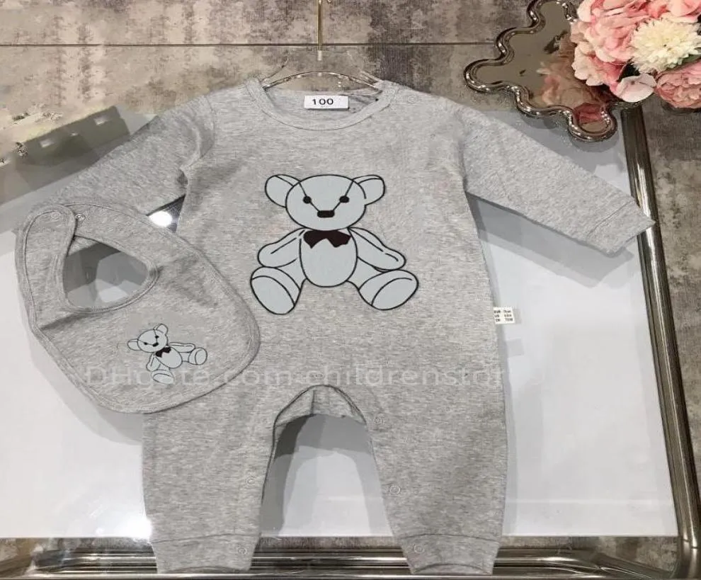 Infant Rompers Brand Girl Boy Baby Bib Jumpsuit Cotton Long Sleeve Romper Toddler Newborn 2pcsSet9521001