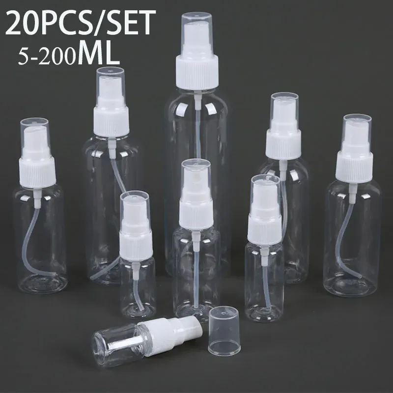 Butelka 20pcs 5/10/20/60 ml spray butelka przezroczyste plastikowe butelki puste perfumy Vail do pojemnika na podróż kosmetyki makijaż makijaż