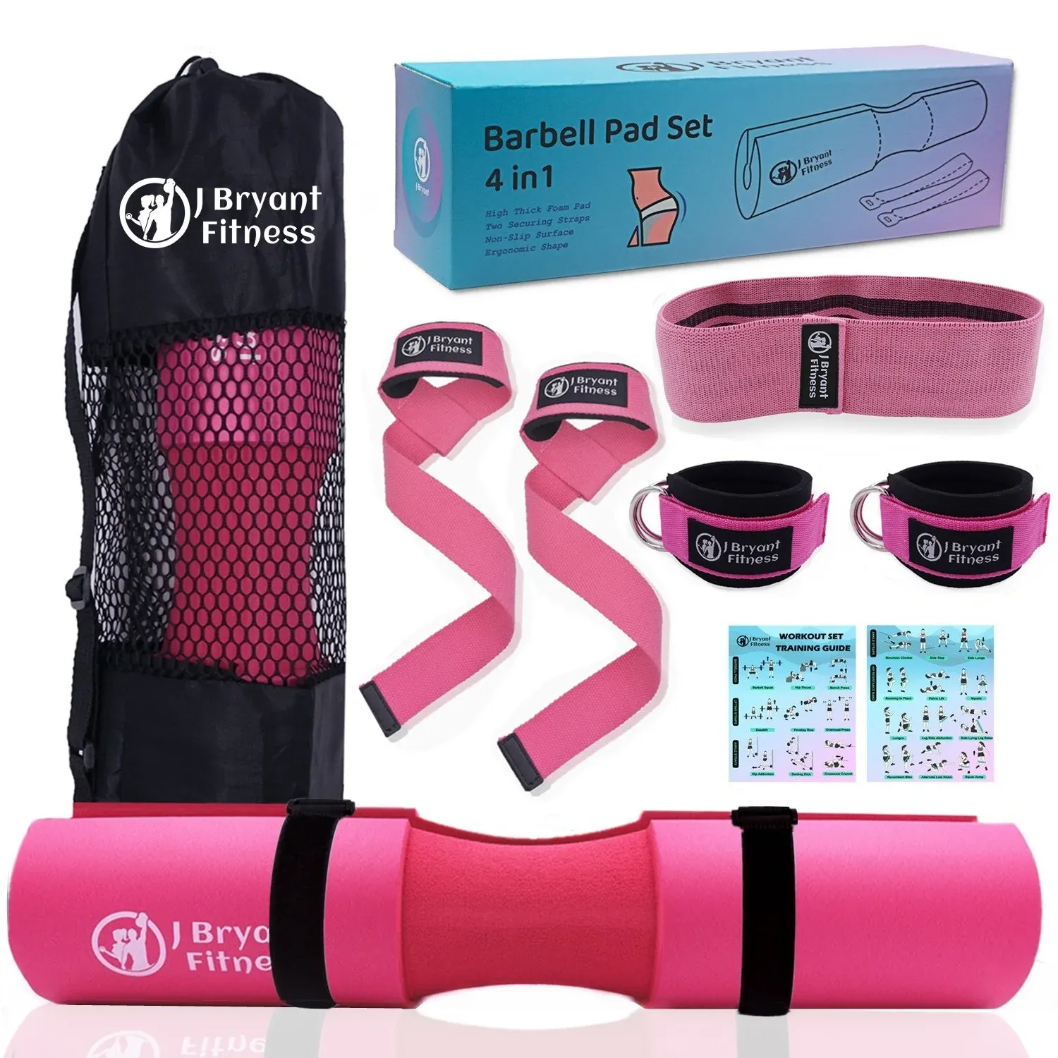 Lifting Hip Thrusts Barbell Pad Set with Box Weight Lifting Strap Hip Band and Ankle Straps for Lunges Squat Deadlifts Booty Workout