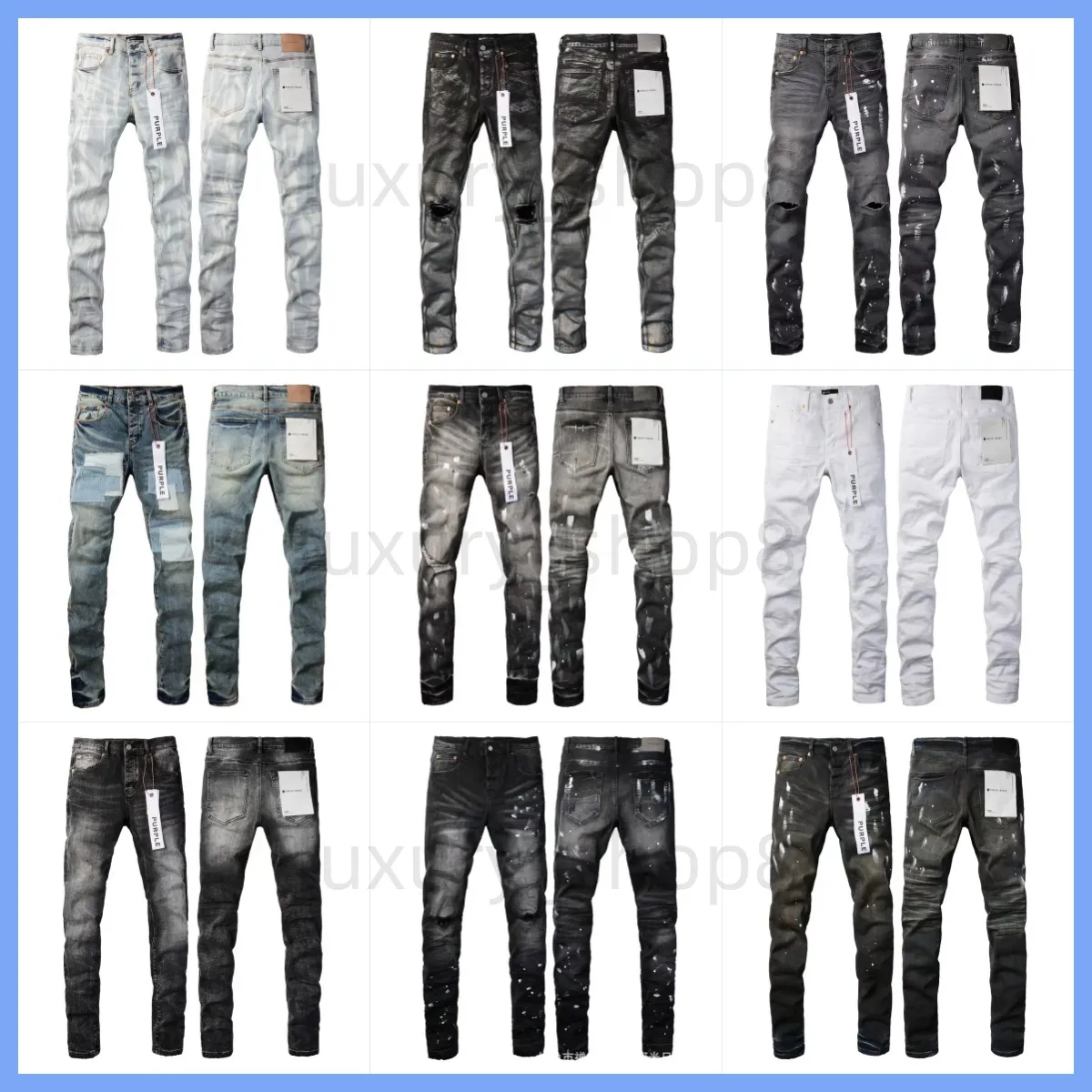 2024 Designer Purple brand Jeans Men Women's High Street Wash denim Embroidered Zipper Button Slim straight Leg jeans Classic fashion street wear luxury 28-40