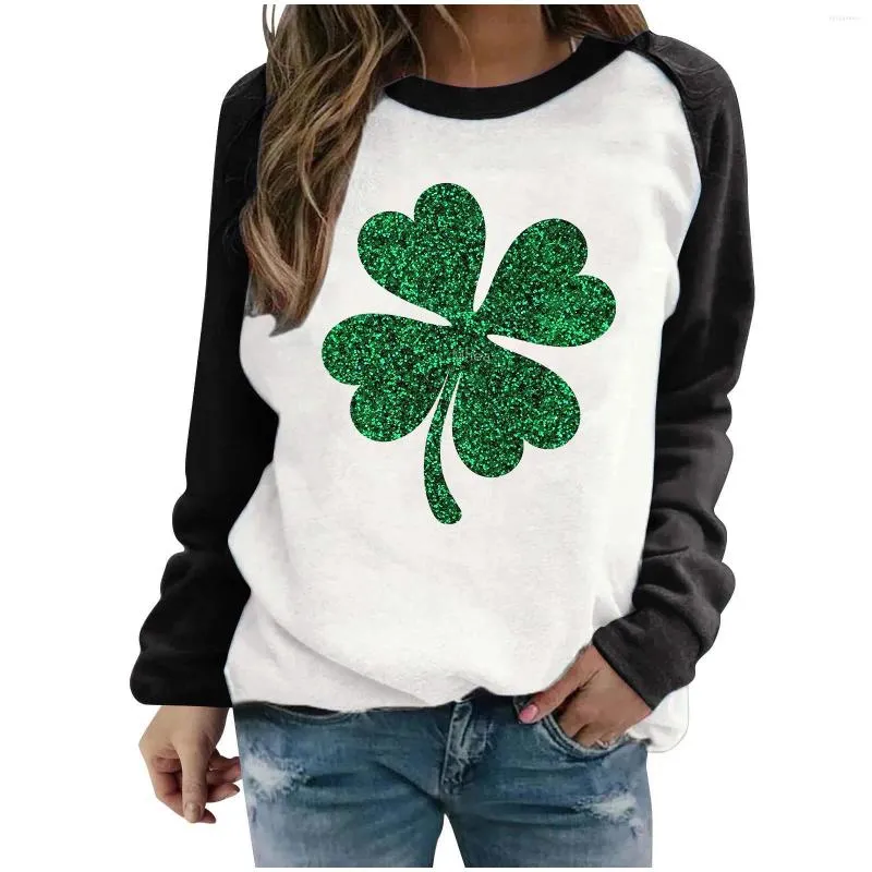 Damen Hoodies Casual Loose Fleece Hoodie Mäntel Sweatshirt Damenmode Herbst Winter St. Patrick's Day Shamrock Print Pullove Femme