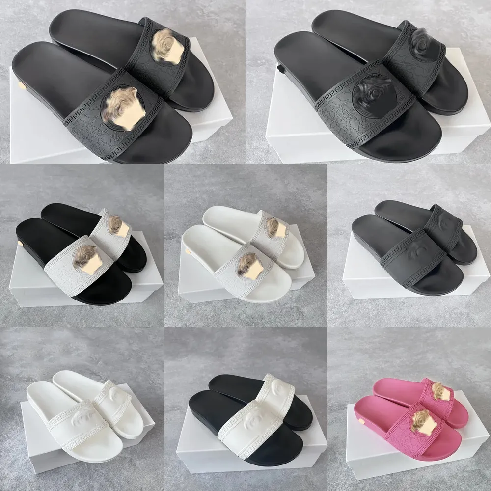 Luxurys designer tofflor Nya modeklassiker palazzo sandal casual sko mule herr kvinnor sandale skjutreglage metall logotyp toffel sommarplatfor