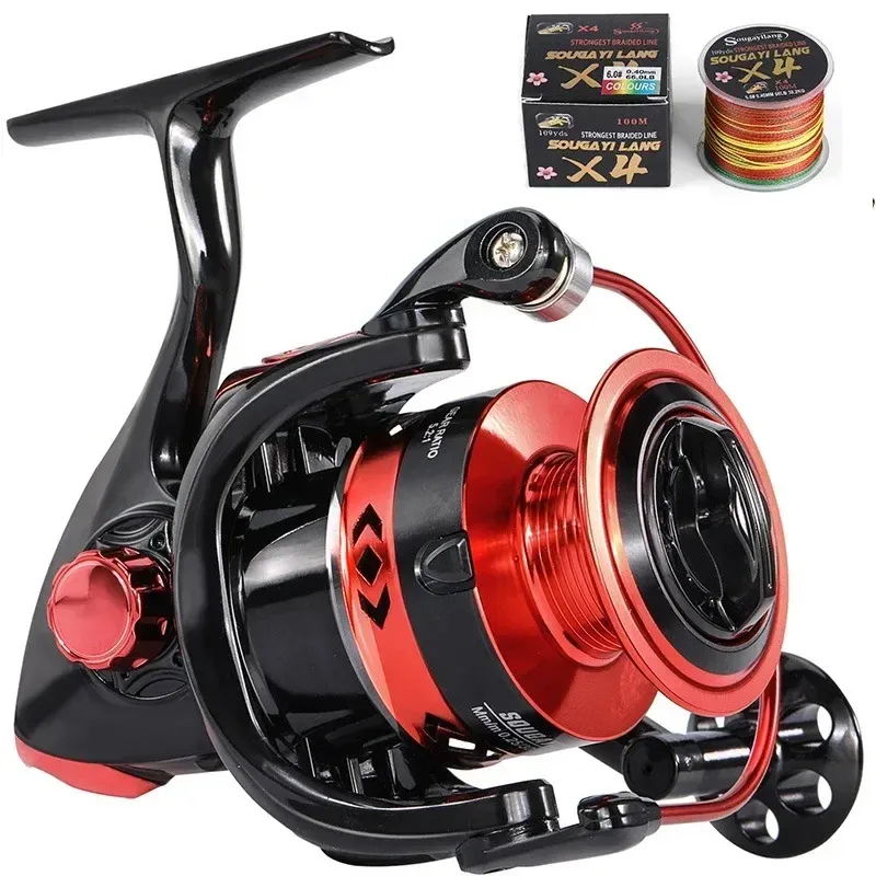 Rollen Sougayilang 10005000 Spinning Visserij-reel 5.2:1 Hoge Snelheid Visserij-reel Max Drag 12KG Karpervissen Reel voor Zoetwater Pesca