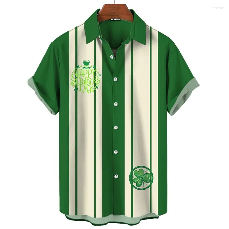 Erkekler Sıradan Gömlekler 2024 St. Patrick Günü Giyim Kısa Kollu Üstler Büyük Boy Tatil Giyim İrlandalı