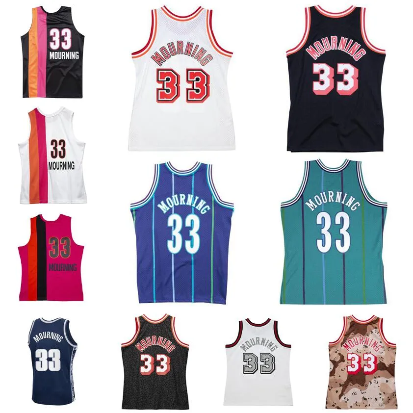 ステッチされたバスケットボールジャージ＃10 Alonzo Mourning 1992-93 94-95 96-97 05-06 Mesh Hardwoods Classic Retro Jersey Men Women Youth S-6XL