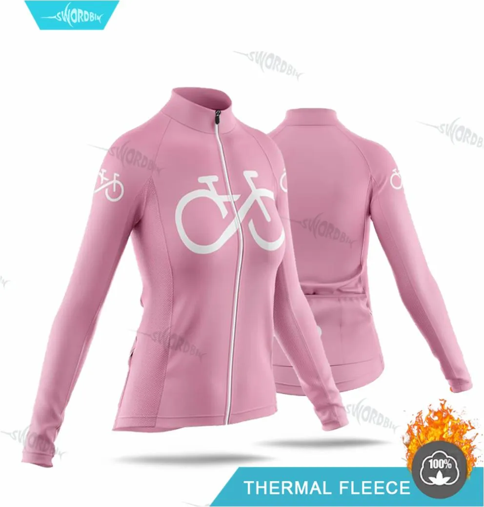 Einfarbig Dame Winter Radfahren Jersey Frauen Langarm Thermische Fleece Uniform Ropa Ciclismo Mujer Benutzerdefinierte Weibliche Sportswear8816792