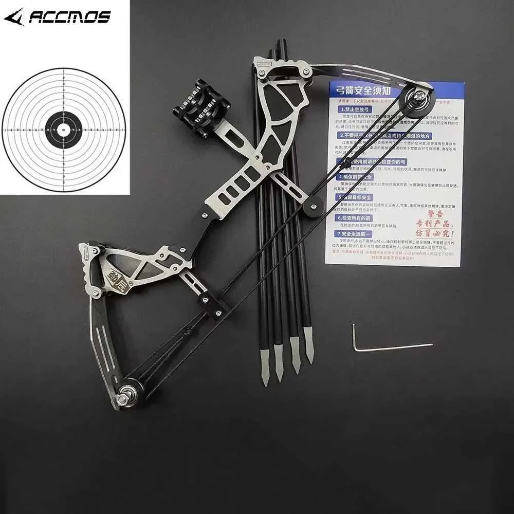 Bow Arrow Archery Mini Compound Bow Arrow Set 12lbs 20m Range Powerful Stainless Steel Bow Indoor Outdoor Toy Game Entertainment Shooting YQ240301