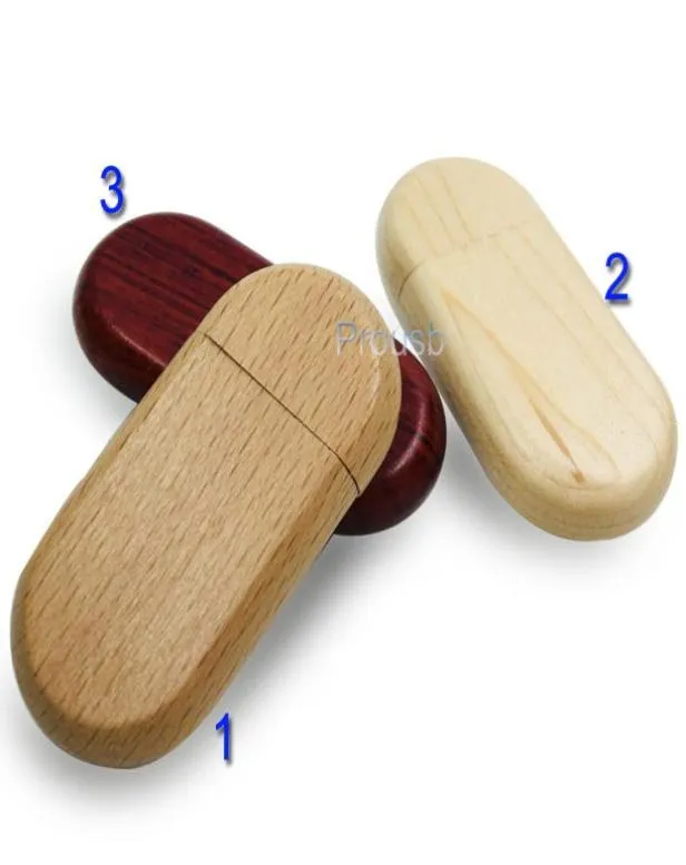 10PCS 1GB 2GB 4GB 8GB 16GB Wood Oval Memory Pendrive Sticks True Capacity USB Flash Drive 20 Suit for Laser Engraved Logo2223277