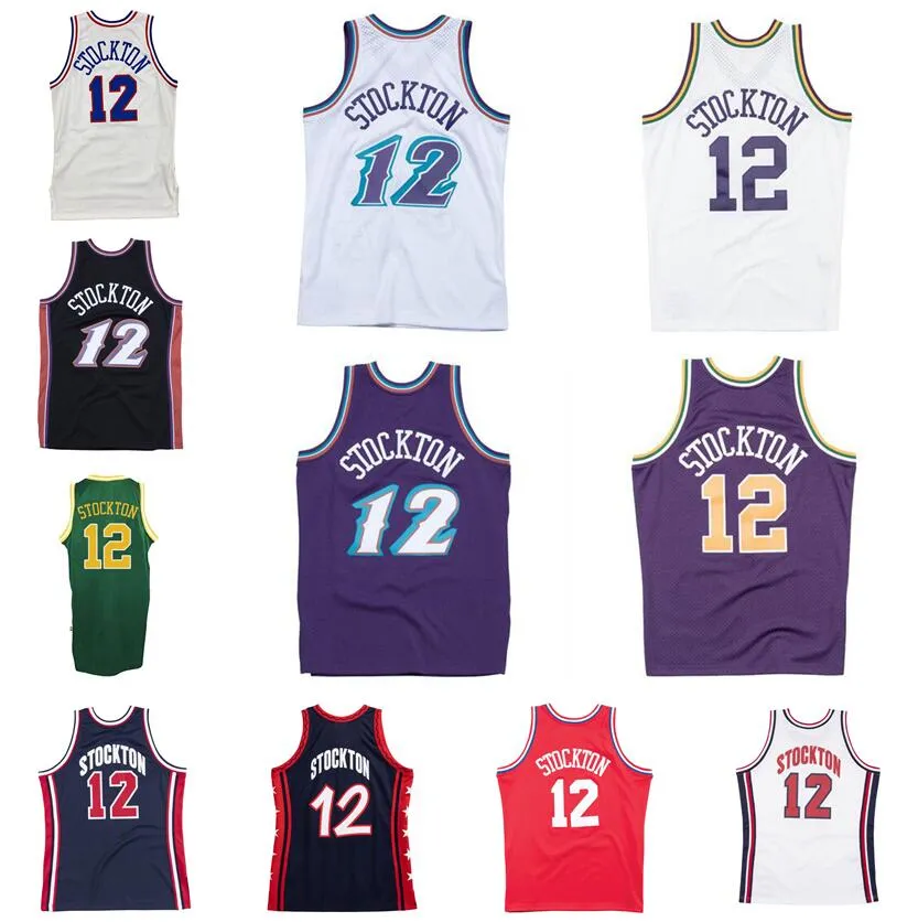 Maillots de basket-ball cousus John Stockton 1991-92 96-97 maille Hardwoods maillot rétro classique hommes femmes jeunesse S-6XL