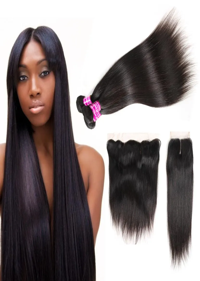 Superior Supplier Brazilian Virgin Hair Straight Bundles With Lace Closure Frontal Unprocessed Peruvian Indian Human Hair Extens7071044