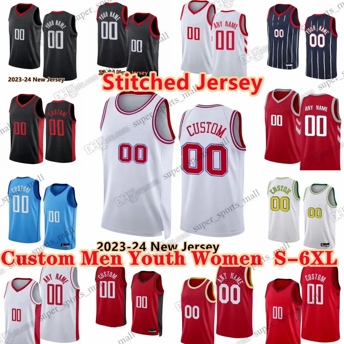 Custom S-6XL Stagione 2023-24 Maglie da basket cucite Fred VanVleet Dillon Brooks Steven Adams Jae'Sean Tate Alperen Sengun Tari Eason Cam Whitmore Marjanovic