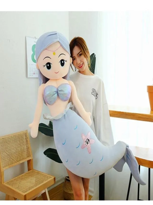 Kawaii Cartoon Starfish Mermaid Plush Puls Giant Söt mjuk prinsessa sjöjungfru Plush Toy Girl Child Sleeping Companion Doll gåva 574954004