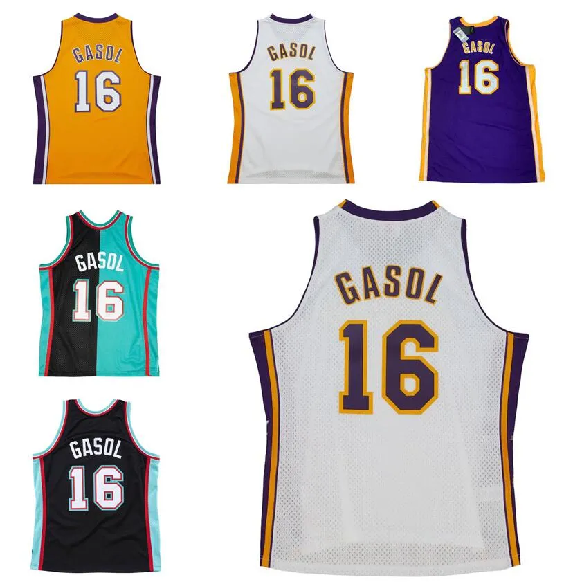 Stitched basketball jersey #16 Pau Gasol 2001-02 09-10 Finals mesh Hardwoods classic retro jersey Men Women Youth S-6XL