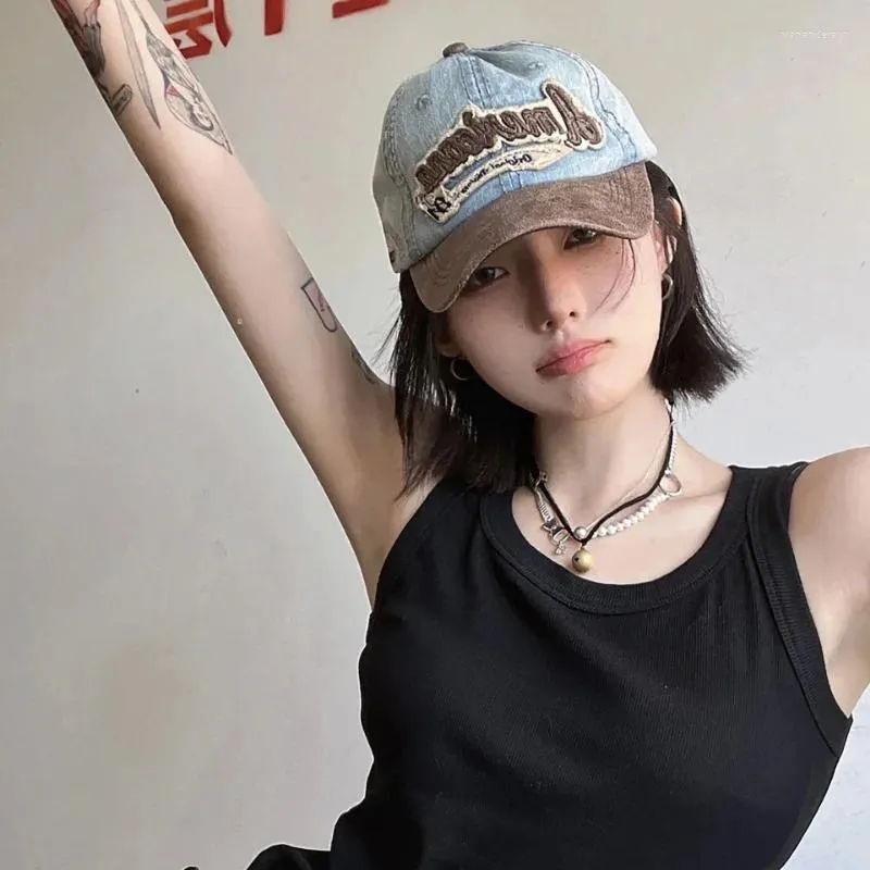 Ball Caps Japanese Versatile Women's Hats Washed Denim Street Outing Spring And Summer Sunscreen Retro Baseball Cap Ins Trendy Men's