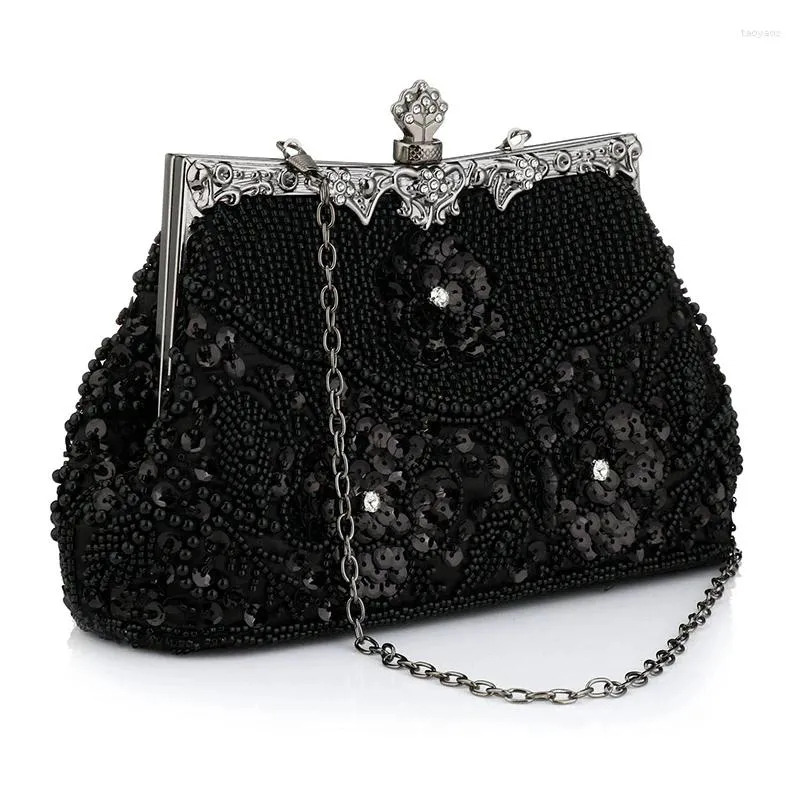 Evening Bags Women Embroidered Beaded Sequin Handbag Vintage Shoulder Bag Purse For Wedding Bridal Prom Party Elegant Top Handle