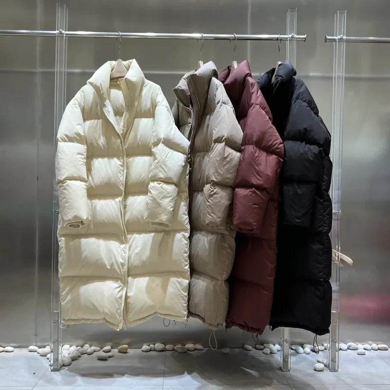 Cappotti Janveny Inverno Nuovo colletto alla coreana Spessore XL Pane soffice Piumino oversize Piumino d'anatra bianco oversize Donna Capispalla da neve