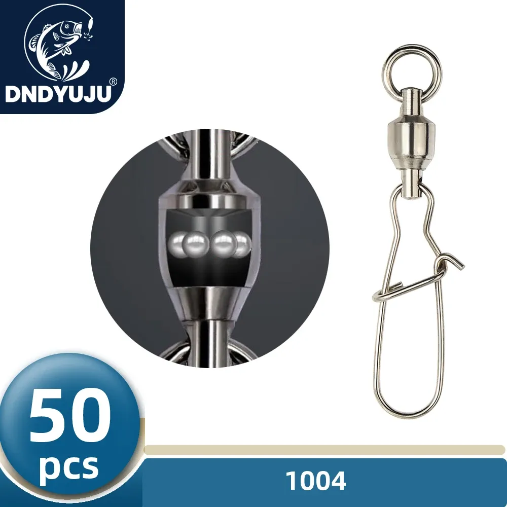 Araçlar dndyuju 50pcs Balıkçılık topu Yatak Haddeleme Dönme Dönen Paslanmaz Çelik Snap Deniz Balıkçılık Cazibesi Konnektör Balıkçılık Aksesuarları Pin Araçları