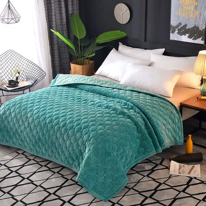 Aksamitne łóżko na łóżku kratą kołdry 230250 cm materaca zima ciepłe grube koce kołdra do łóżek 240227