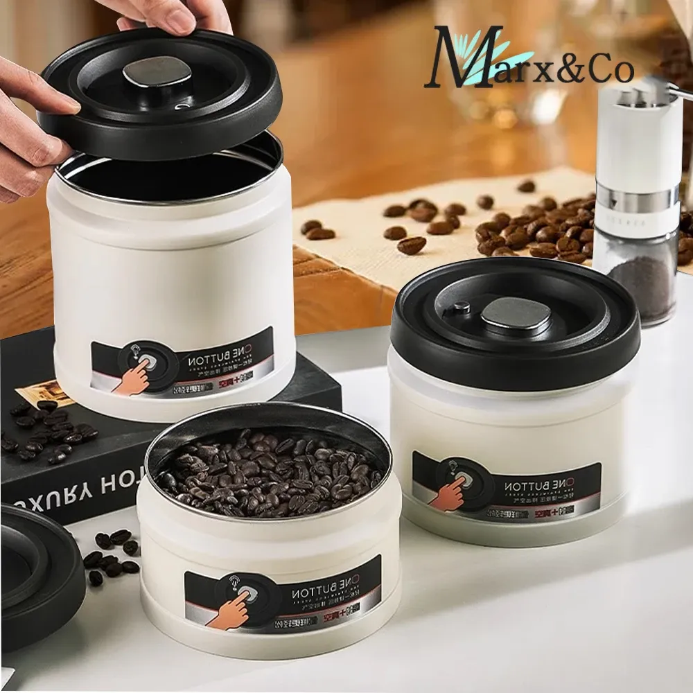 Tools Stainless Steel Vacuum Sealed Container Coffee Beans Storage Press Tank With Lid Lastic Powder Tea Storage Cans Jar Bottle