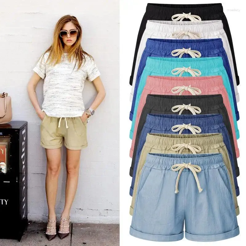 Женские шорты размера плюс, хлопковые джинсовые женские летние повседневные шорты-шаровары, свободные широкие брюки, пляжные уличные брюки-карго