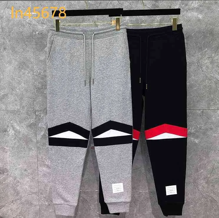2024 Fashion Luxury Brand Tb Sweatpants Men Panelled Casual Sport Trousers 100% Cotton Tracksuit Bottoms Jogger Track Pants