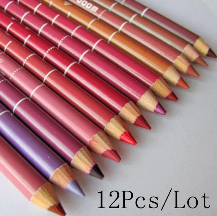 HELA 12PCSLOT Fashion Women039S Professional Lipliner Waterproof Lip Liner Pencil 15cm 12 färger per uppsättning NXH012253779835