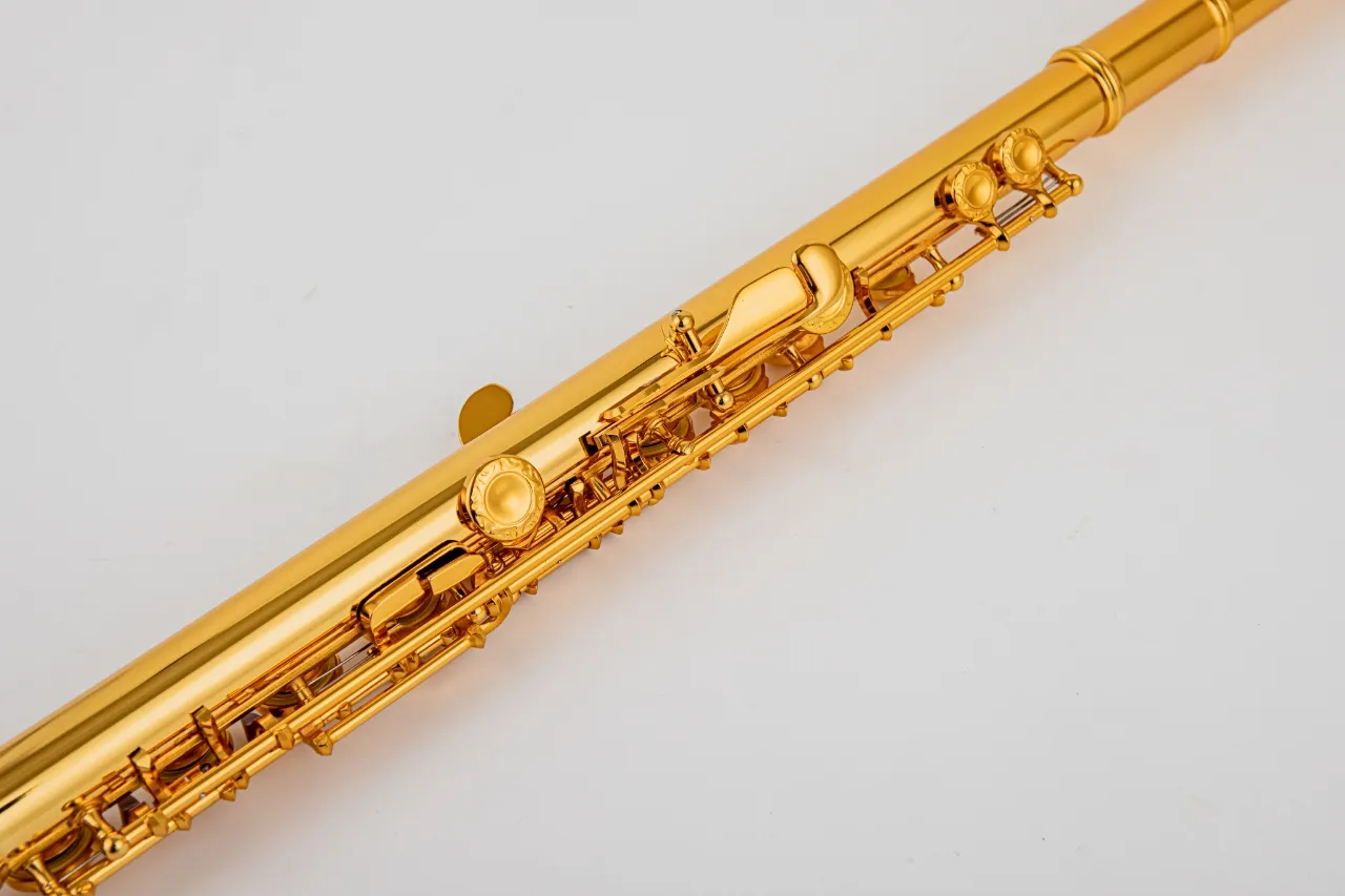 17 nycklar Flute C Tune Gold Plated Open Holes Professional Woodwind Instruments With Case