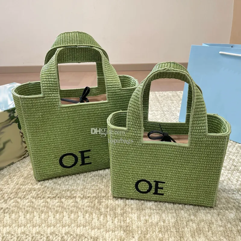 Loes Designer Tote Bag For Women Straw Grocery Basket Shopping Bags Lady Luxury Handbag Outdoor Casual Sunshine Shopper Medium Totes Bags