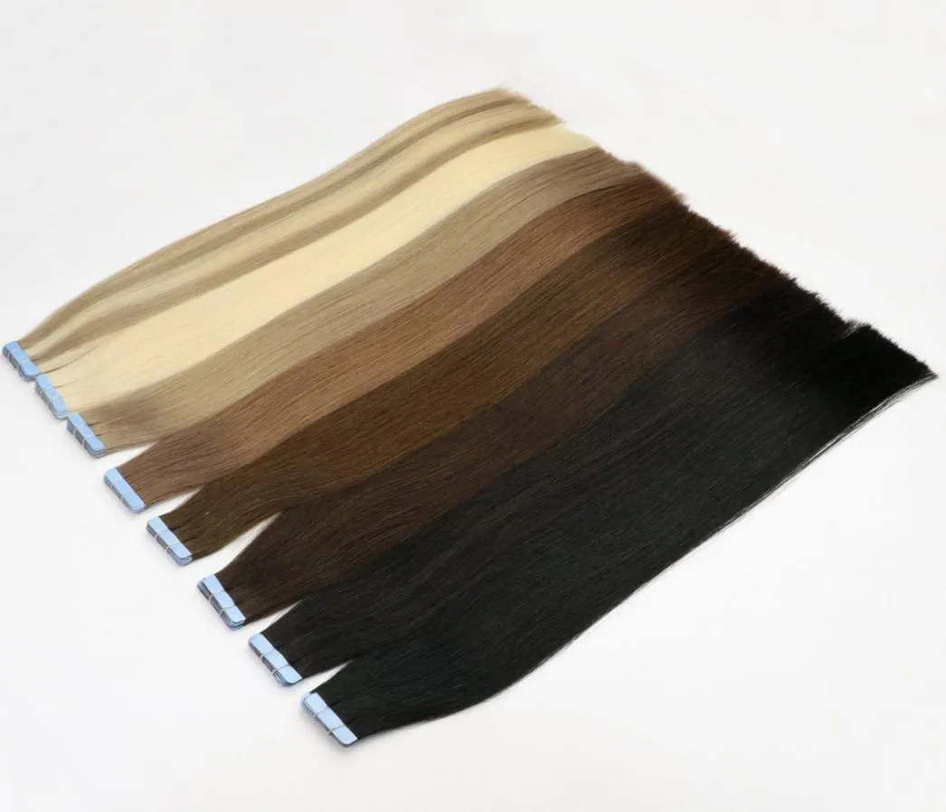 10A Tape In Haarverlängerungen, 100 % reines Echthaar, 200 g, 80 Stück, brasilianische, peruanische, indische, malaysische Hautschüsse P7475218