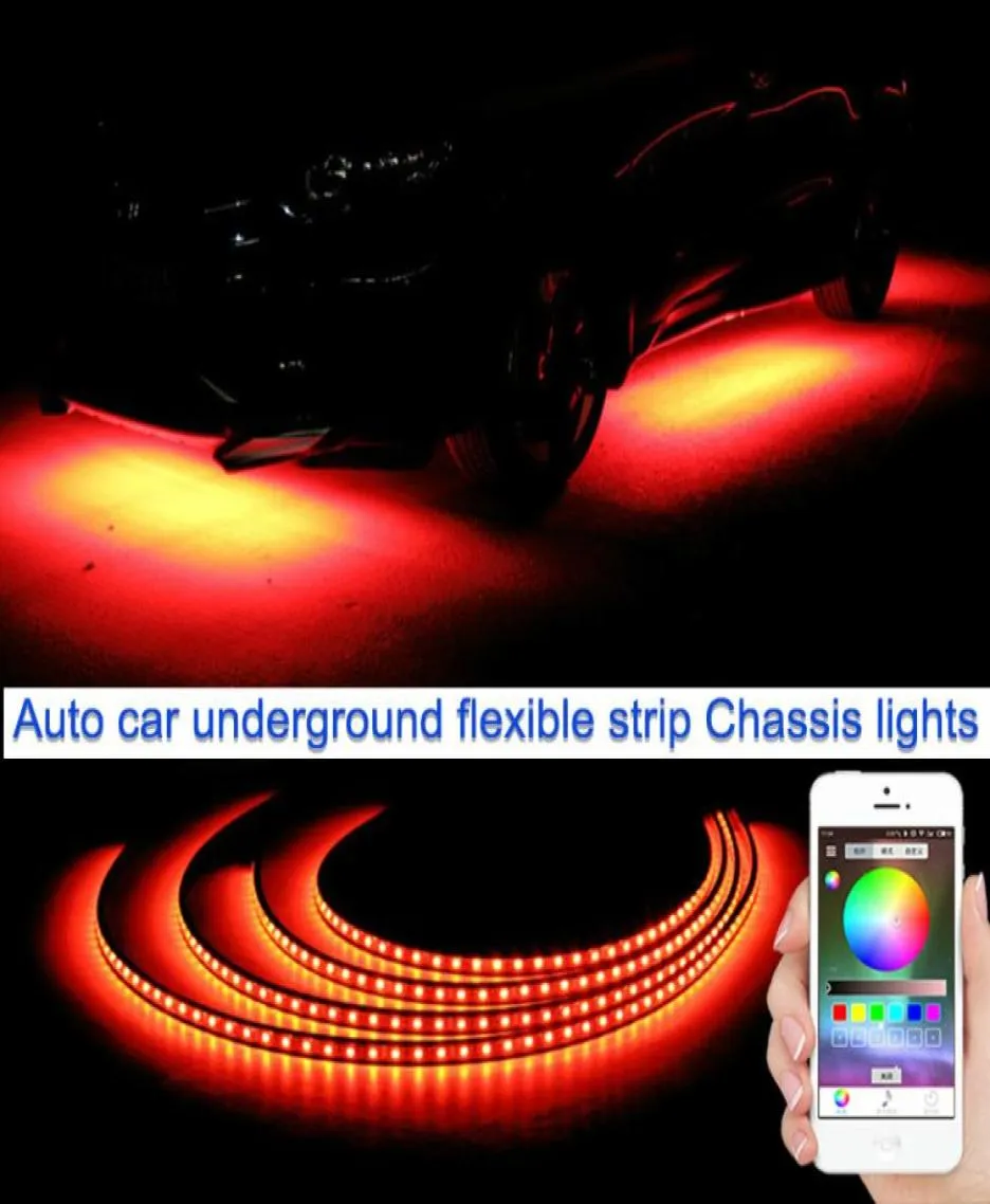 Controllo app Molls 90 * 120 cm Striscia LED RGB per auto LED sotto il sistema sottoscocca bagliore per auto Luce al neon impermeabile per auto car styling5209215