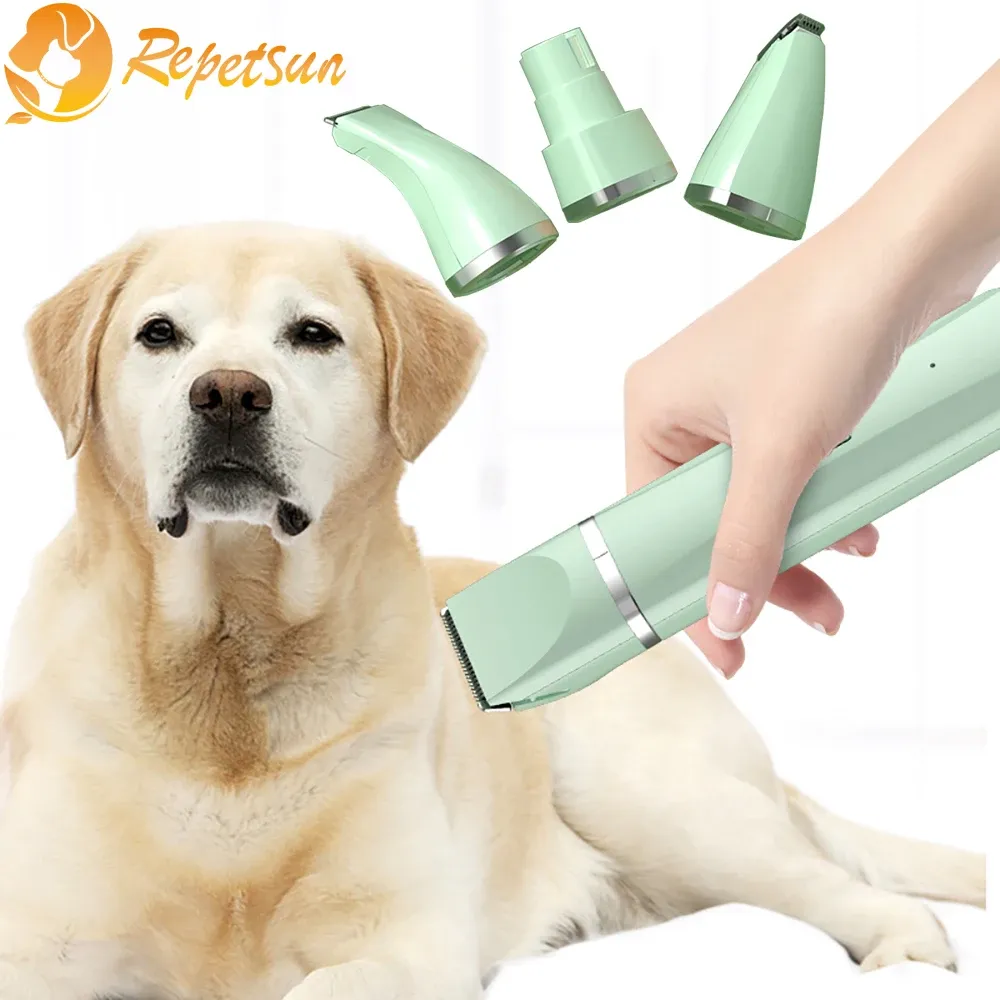 クリッパー4 in 1ペットエレクトリックヘアトリマー5V USB 4ブレードプロフェッショナルリチャージヘアカット犬用猫のグルーミングクリッパーネイルグラインダー