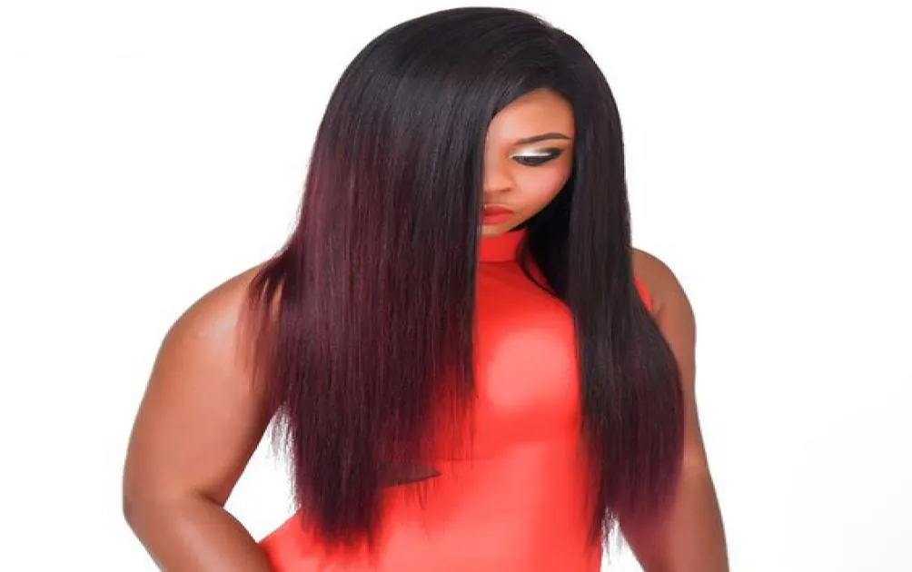 Brésilien Ombre Bourgogne Cheveux Raides 3 Faisceaux 1B 99J Brésilien Rouge Vierge Cheveux Armure Entière Couleur Ombre Cheveux Humains Extensi7691133