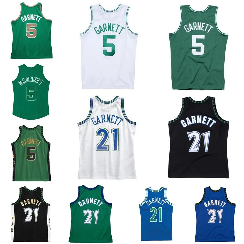 Camisetas de baloncesto cosidas Kevin Garnett # 21 # 5 1995-96 97-98 03-04 07-08 Malla Hardwoods camiseta retro clásica Hombres Mujeres Jóvenes S-6XL