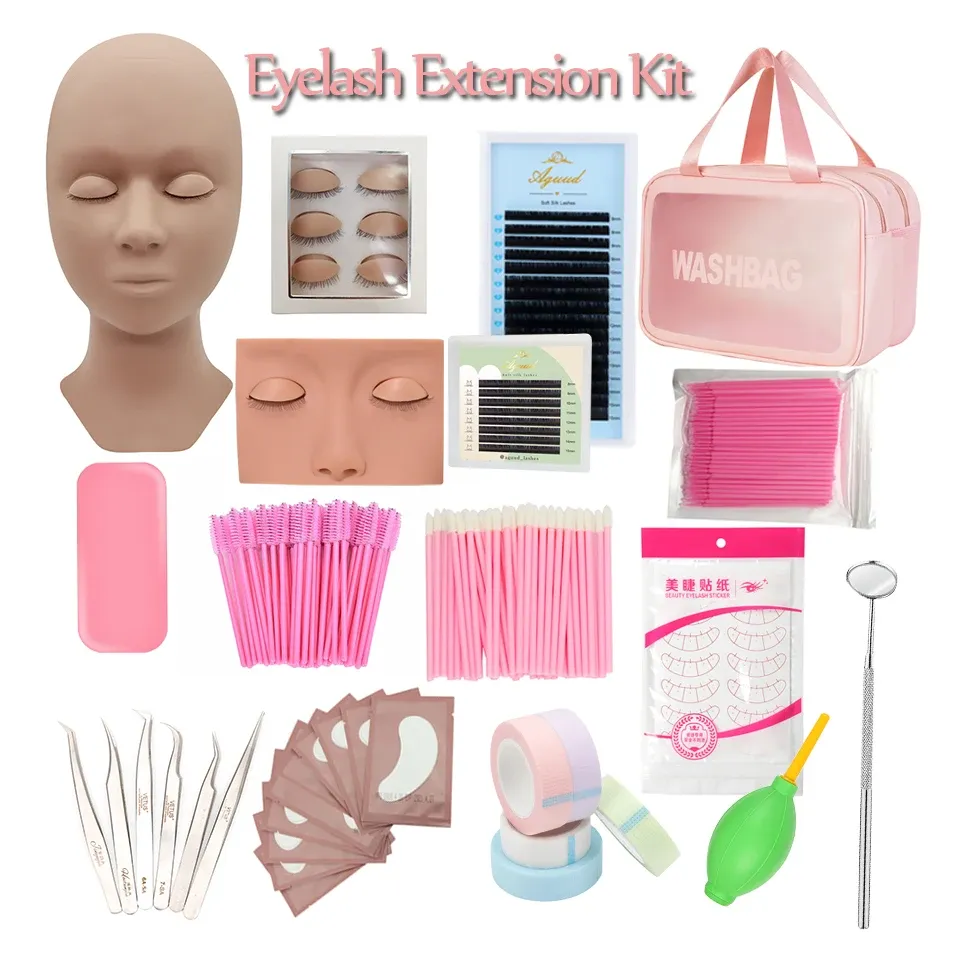 Eyelashes False Eyelash Extension Kit Set for Beginner Lash Brush Tweezers Makeup Tool Eye Pad Eyelash Extension Supplies Lash Accessories