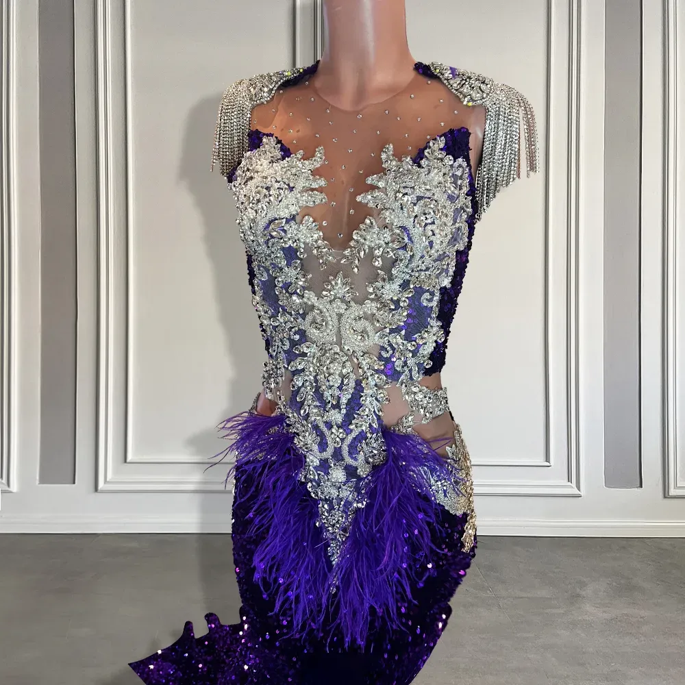 Dark Purple Prom Dresses: Elegant Sequined Evening Gown With Sheer Neckline  And Beaded Tassels Perfect For Black Graduation Dresses And Special  Occasions From Babynice666, $160.86 | DHgate.Com
