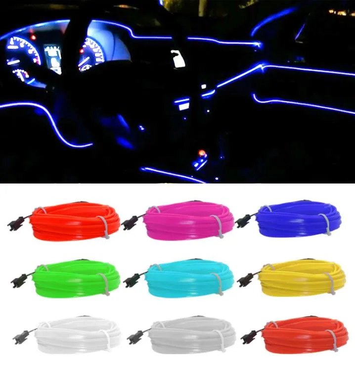 1m3m5m flexível iluminação interior do carro tira led guirlanda fio corda tubo linha luz de néon com unidade de cigarro controller3142337