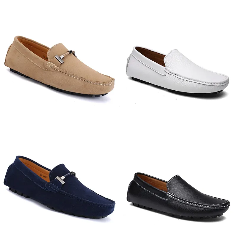 Hommes Femmes Casual Chaussures Cuir Semelle Souple Noir Blanc Rouge Orange Bleu Marron Baskets Baskets Confortables 083