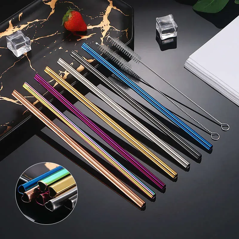 Love HEART Shaped 304 Stainless Steel Drinking Straw 215mm Reusable Metal Tubes Friendly Barware Kitchen Tools Water Juice Milk Tea Coffee Party Cocktail Picks