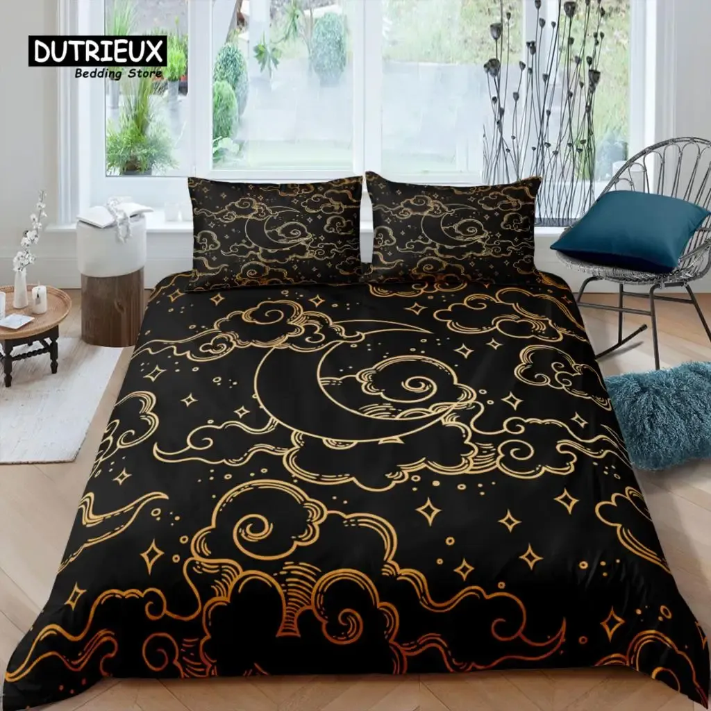 Установите Home Living Luxury 3D Gold Cloud Set Set Set Ugeat Cover Set Pillowcase Детские постельные принадлежности набор Queen и King Eu/US/AU/UK Size Sirew Share