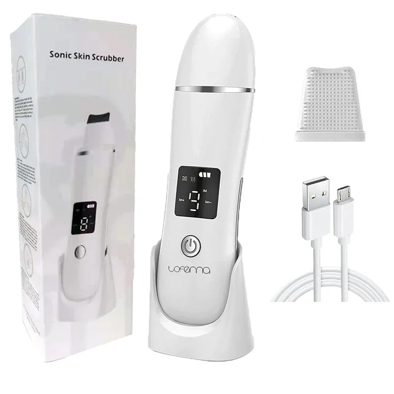 Bulbes Skin Scurbber Face Spatula Nettoyage en profondeur Démassement noir Nettoyer pour le visage Ultrasonic 4 Modes outil de soins de la peau avec couverture en silicone