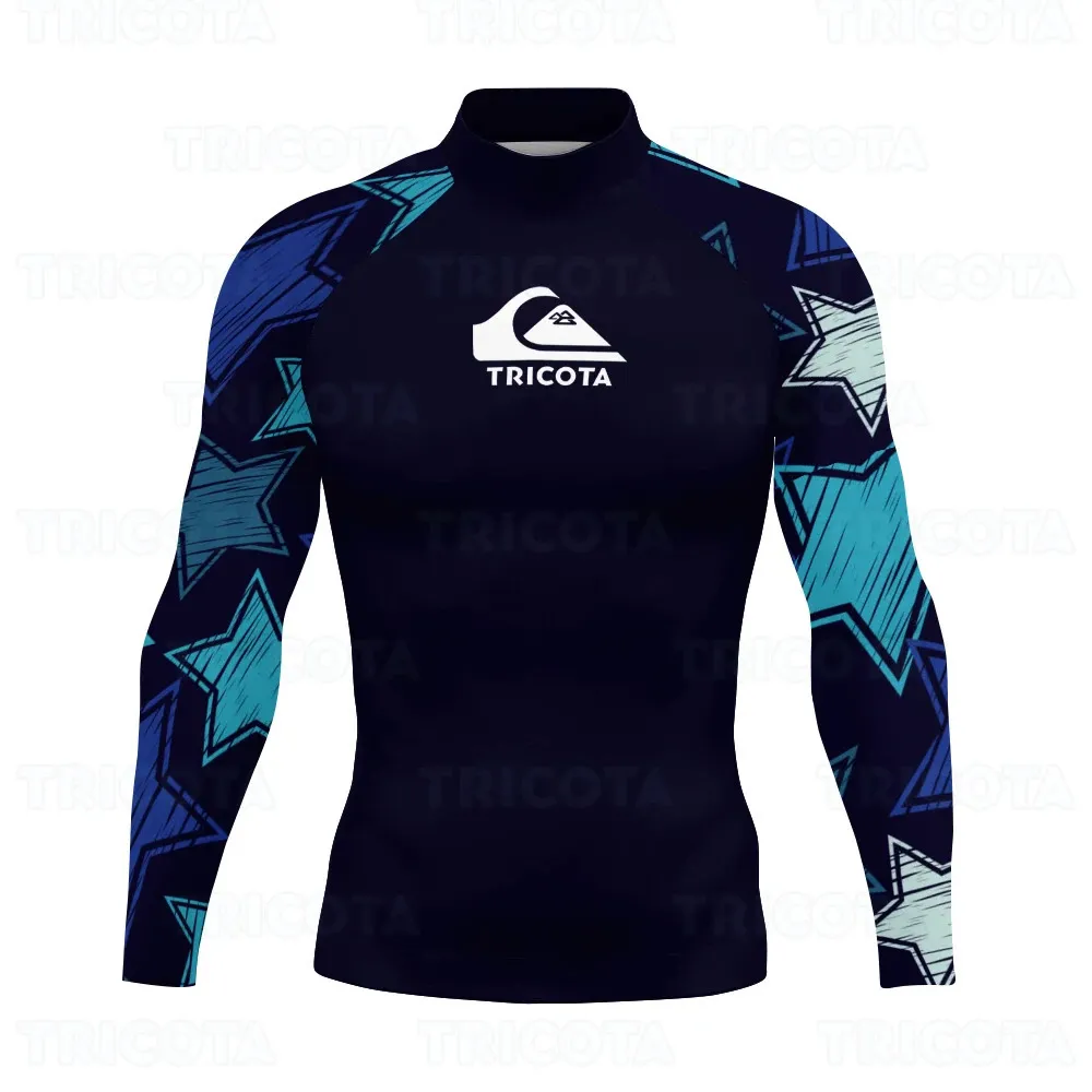 Män simning surfing tshirt strand uv skydd badkläder utslag vakt långärmad dykning våtdräkt rashguard toppar 240219