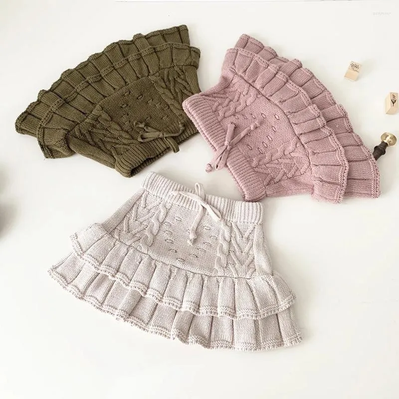 Shorts d'automne et d'hiver pour bébés filles, jupe en tricot épais, bouffante à volants