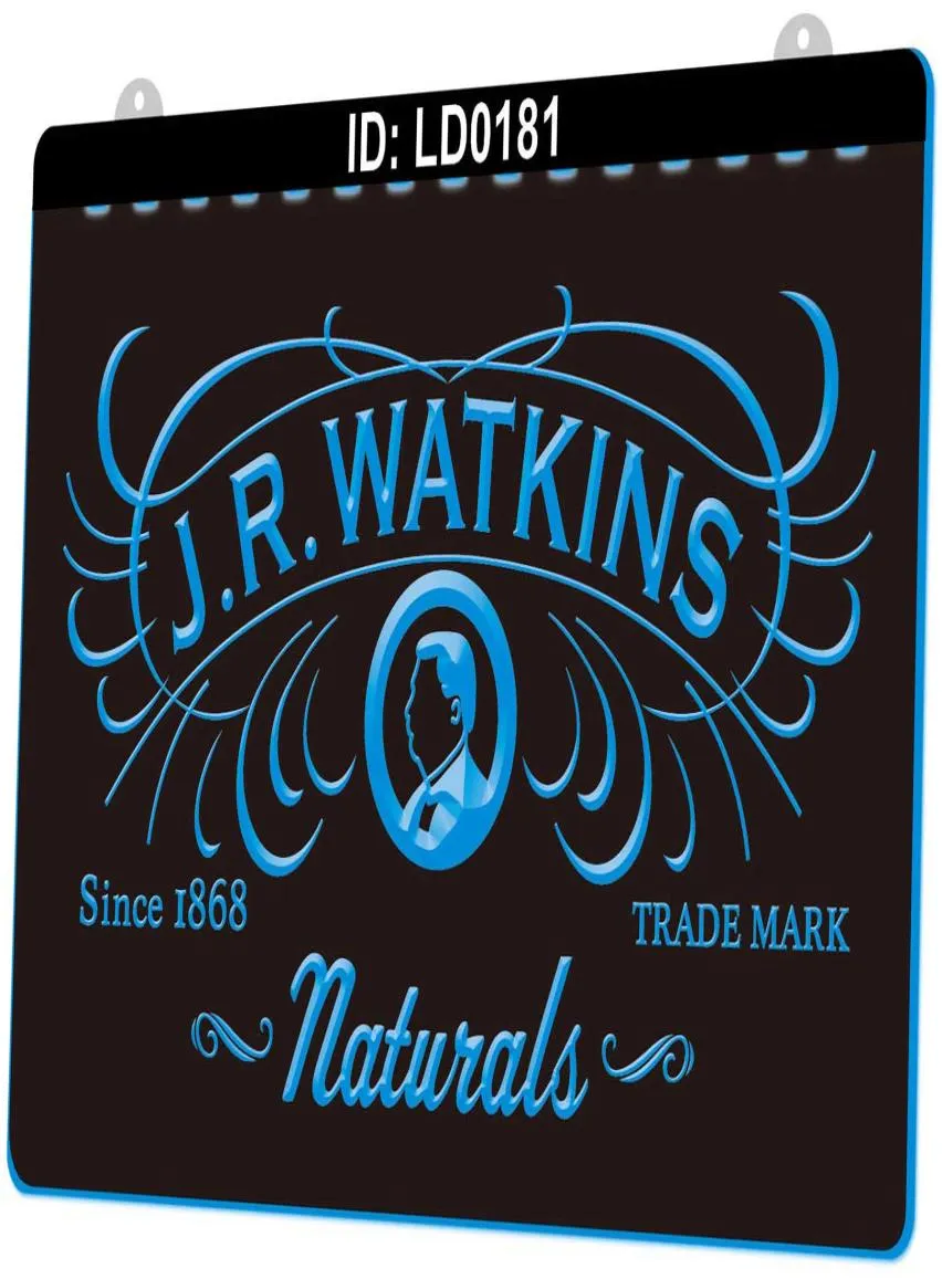 LD0181 J R Watkins Naturals 3D Gravura LED Sinal de luz Varejo inteiro5328742