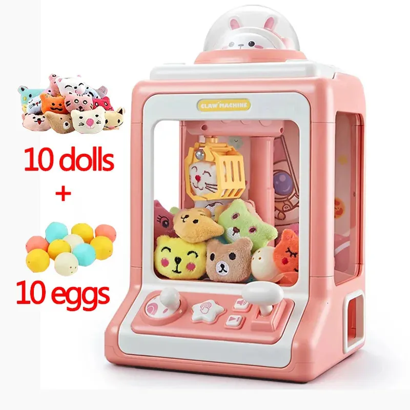 Cartoon Automatic Claw Machine Doll Kids Operated Play Game Mini Catch Toy Crane Machines Music for Gift 240228